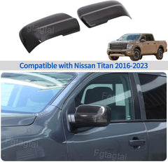 Door Rear View Mirror Cover Compatible with Nissan Titan 2016-2023, ABS Auto Exterior Side Rearview Mirror Protective Trim Cap Accessories 2Pcs (Carbon Fiber Pattern)