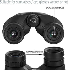 Occer 12x25 Compact Binoculars for Adults and Kids, Large Eyepiece Waterproof Binocular with Low Light Vision,High Powered Easy Focus Binoculars for Bird Watching,Outdoor Hunting,Travel,Sightseeing