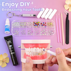 DAZZLEBRITE Tooth Gem Kit, Tooth Gems Kit for Teeth, Beginners Starter Crystals Teeth Gem Jewelry for Women Men, Bedazzling Gems Kits with Pickup Tools.
