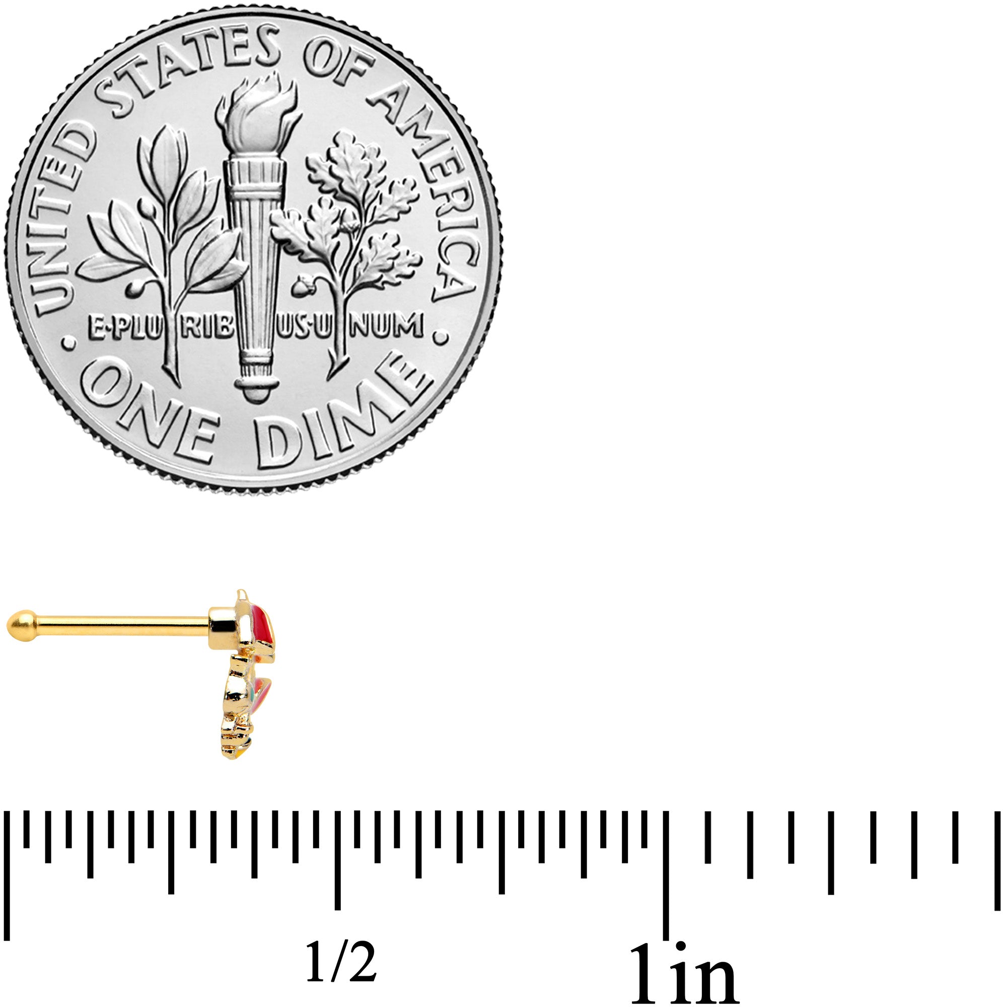 20G 1/4 Gold Tone Rainy Day Umbrella Bee Nose Bone