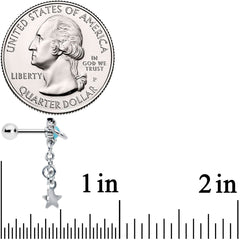 16G 1/4 Clear Blue Gem Saturn Planet Star Dangle Cartilage Tragus