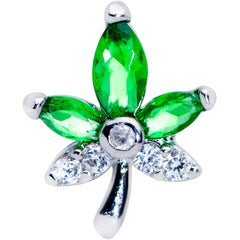 16G 5/16 Clear Green Gem Pot Leaf Labret Monroe Tragus