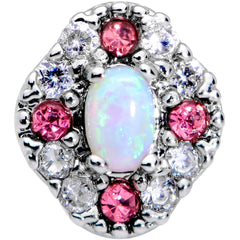 16G 5/16 White Synthetic Opal Glam Oval Labret Monroe Tragus