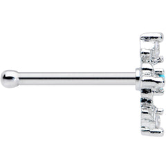 20G 5/16 Clear Blue Gem Renaissance Cross Nose Bone