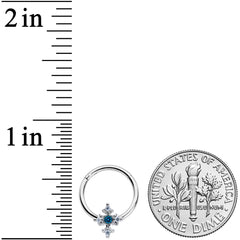 16G 3/8 Clear Blue Gem Renaissance Cross Hinged Segment Ring
