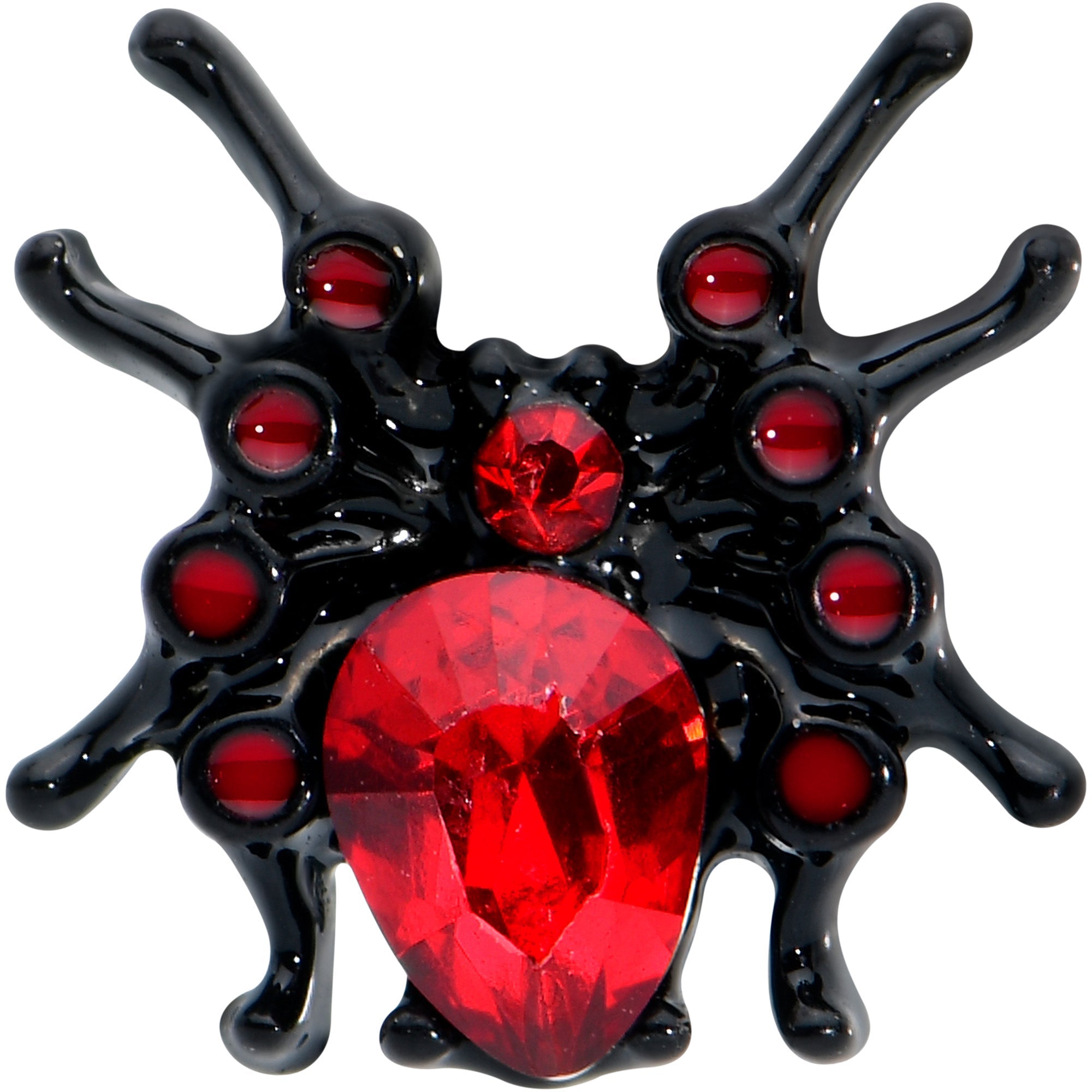 16G 5/16 Red Gem Black Spider Halloween Labret Monroe Tragus