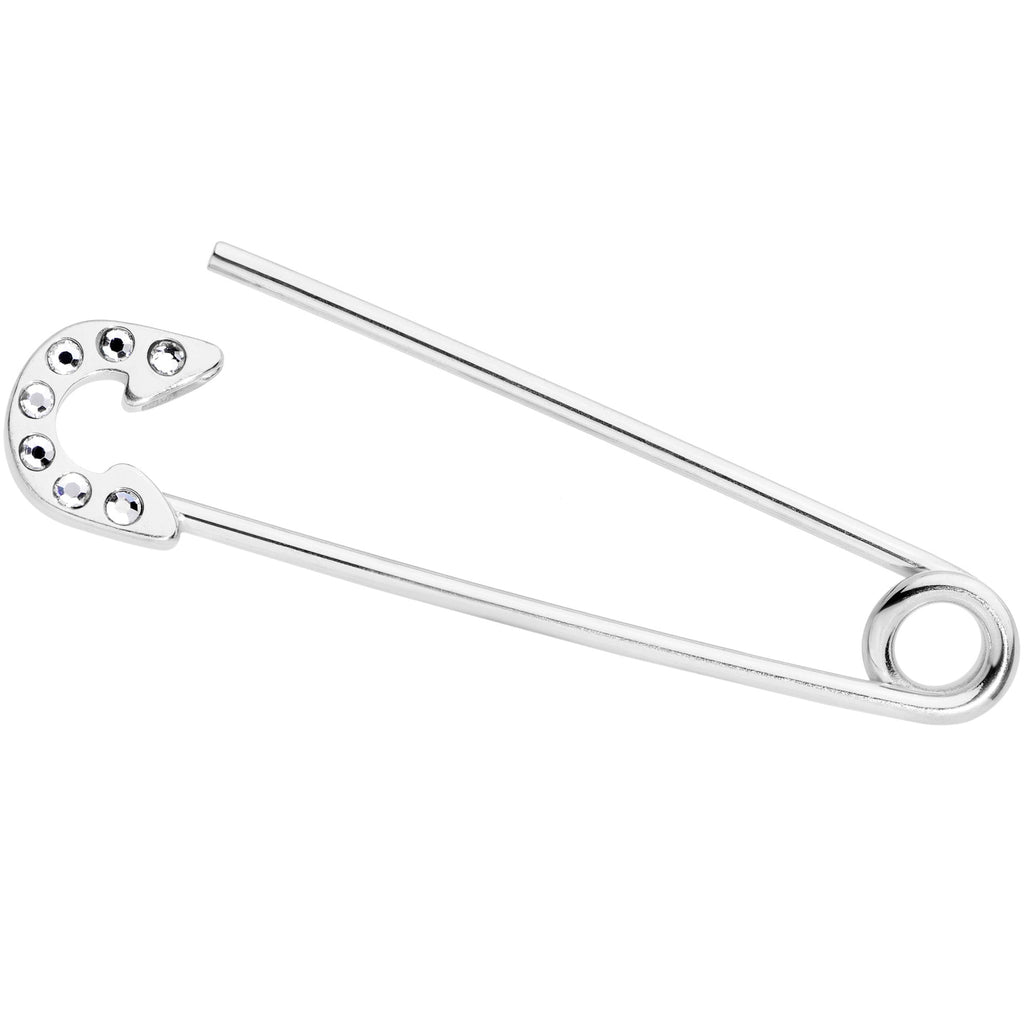 14G Clear Gem Punk Rock Safety Pin Industrial Barbell 38mm