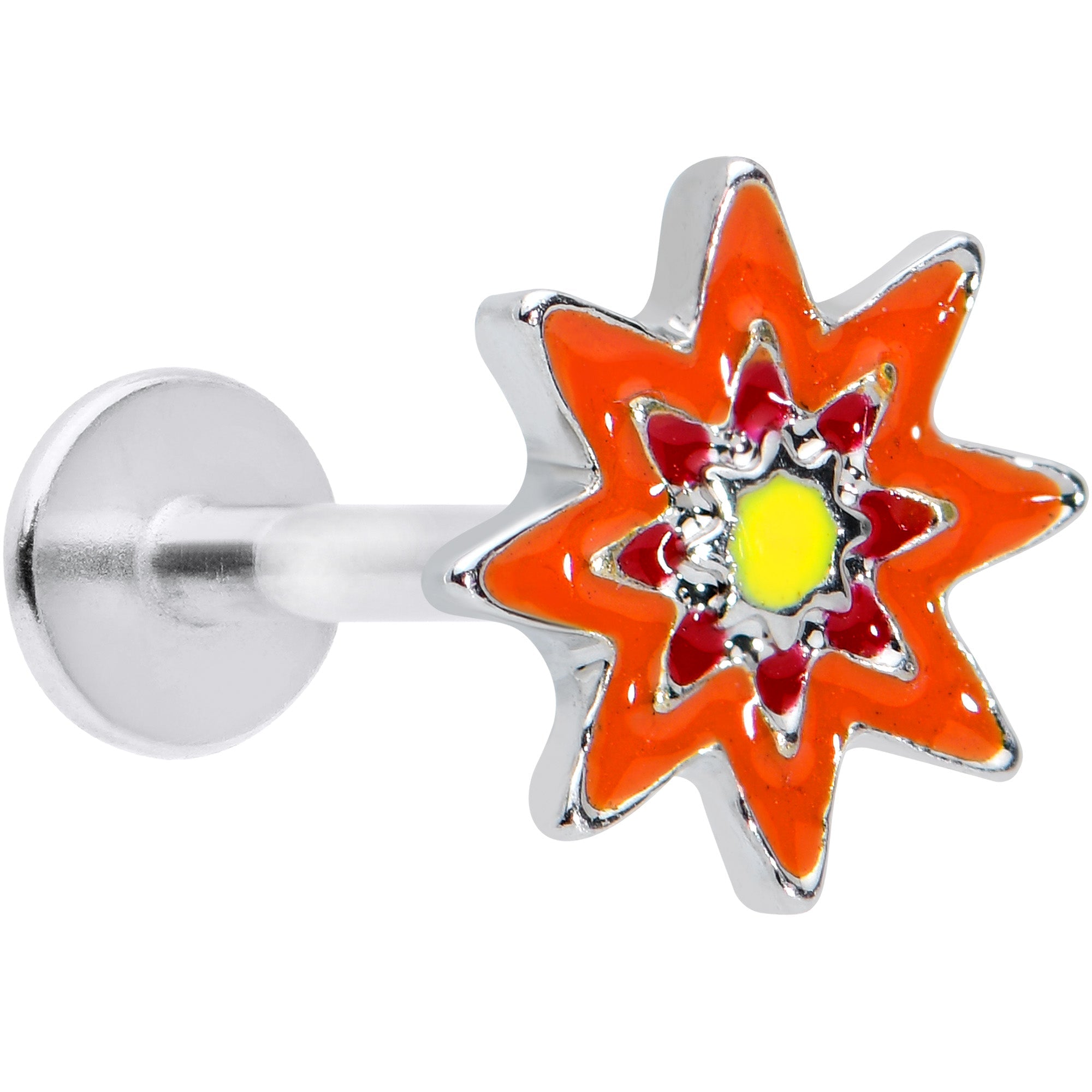 16G 5/16 Red Orange Yellow Fanciful Flower Labret Monroe Tragus