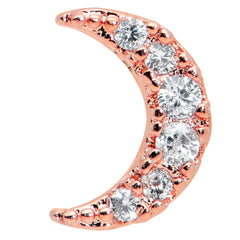16G 5/16 Clear CZ Gem Rose Gold Tone Moon Internal Thread Labret