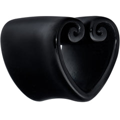 Black Curled Heart Valentines Day Tunnel Plug Set