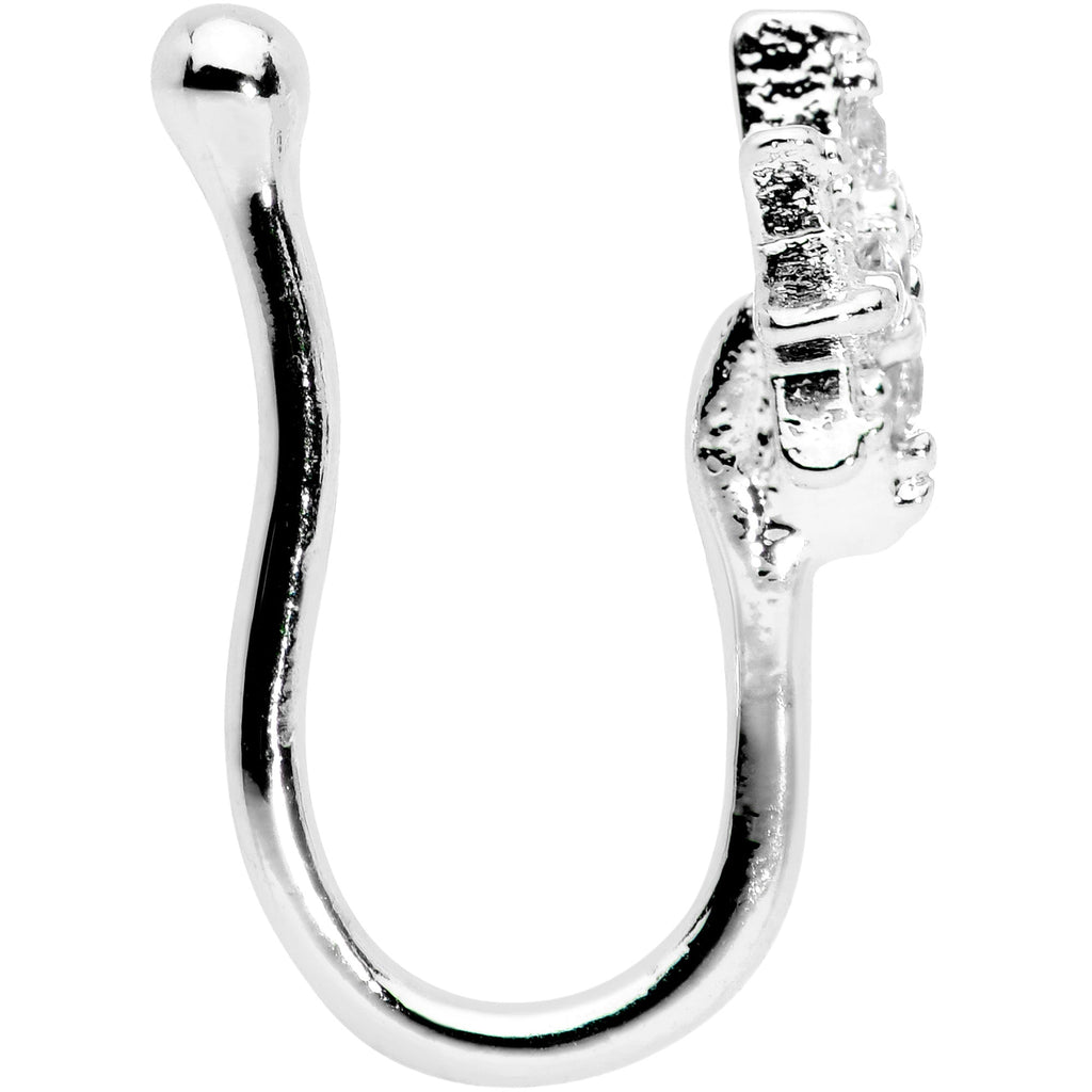 Clear Gem Compass Star Clip On Fake Nose Ring