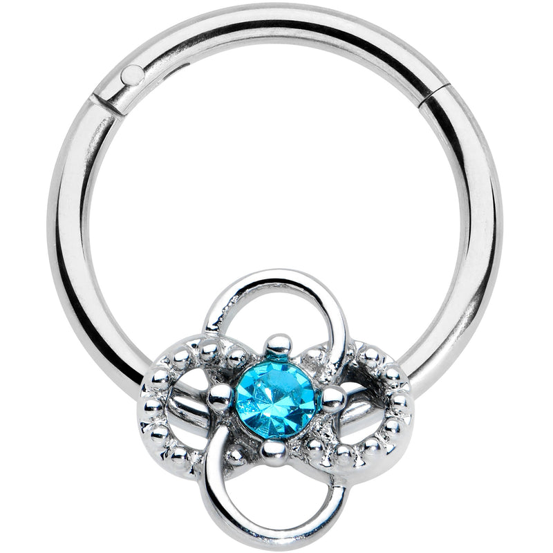 16G 3/8 Blue Gem Celtic Knot Hinged Segment Ring
