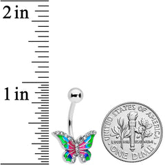 Clear Gem Bright Beauty Butterfly Belly Ring