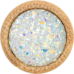 5/8 White Druzy Stone Wood Saddle Plug Set