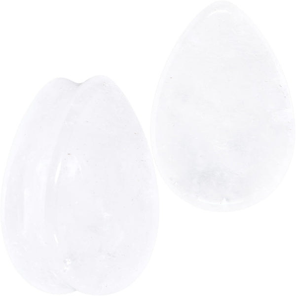White Cloudy Quartz Drop Saddle Plug Set