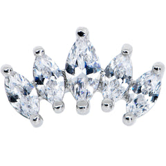 16G 1/4 Clear CZ Gem Fan Internally Threaded Labret Monroe Tragus