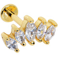 16G 5/16 Clear CZ Gem Gold Tone Crown Labret Monroe Tragus
