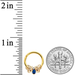 16G 3/8 Blue Gem Gold Tone Beautiful Bee Hinged Segment Ring