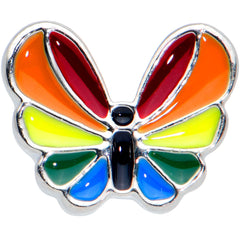 20G 1/4 Pride Rainbow Stripes Butterfly Nose Bone