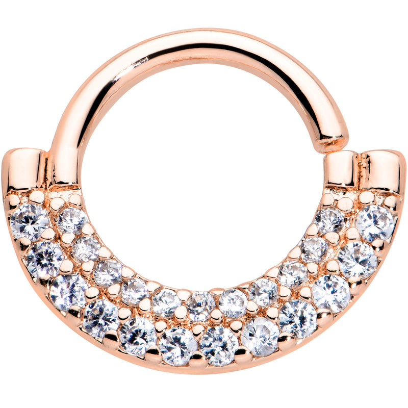 16G 5/16 Clear CZ Gem Rose Gold Tone Double Drama Closure Ring