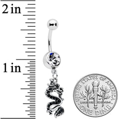 Clear Gem Regal Medieval Dragon Dangle Belly Ring