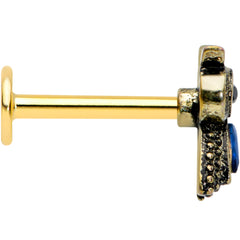 16G 5/16 Blue Gem Gold Tone Wide Eyed Owl Labret Monroe Tragus
