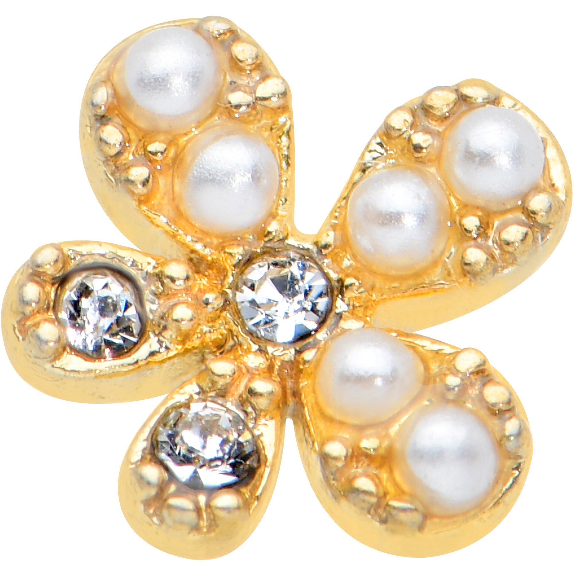 20G 1/4 Clear Gem Gold Tone Stylish Splat L Shape Nose Ring