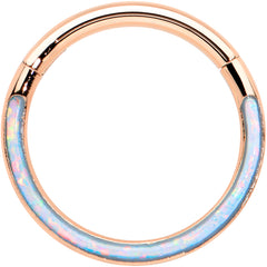 16G 3/8 Synth Opal Rose Gold Tone Bottom Curve Hinge Segment Ring