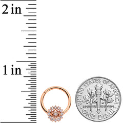 16G 3/8 Clear CZ Gem Rose Gold Tone Geo Web Hinged Segment Ring