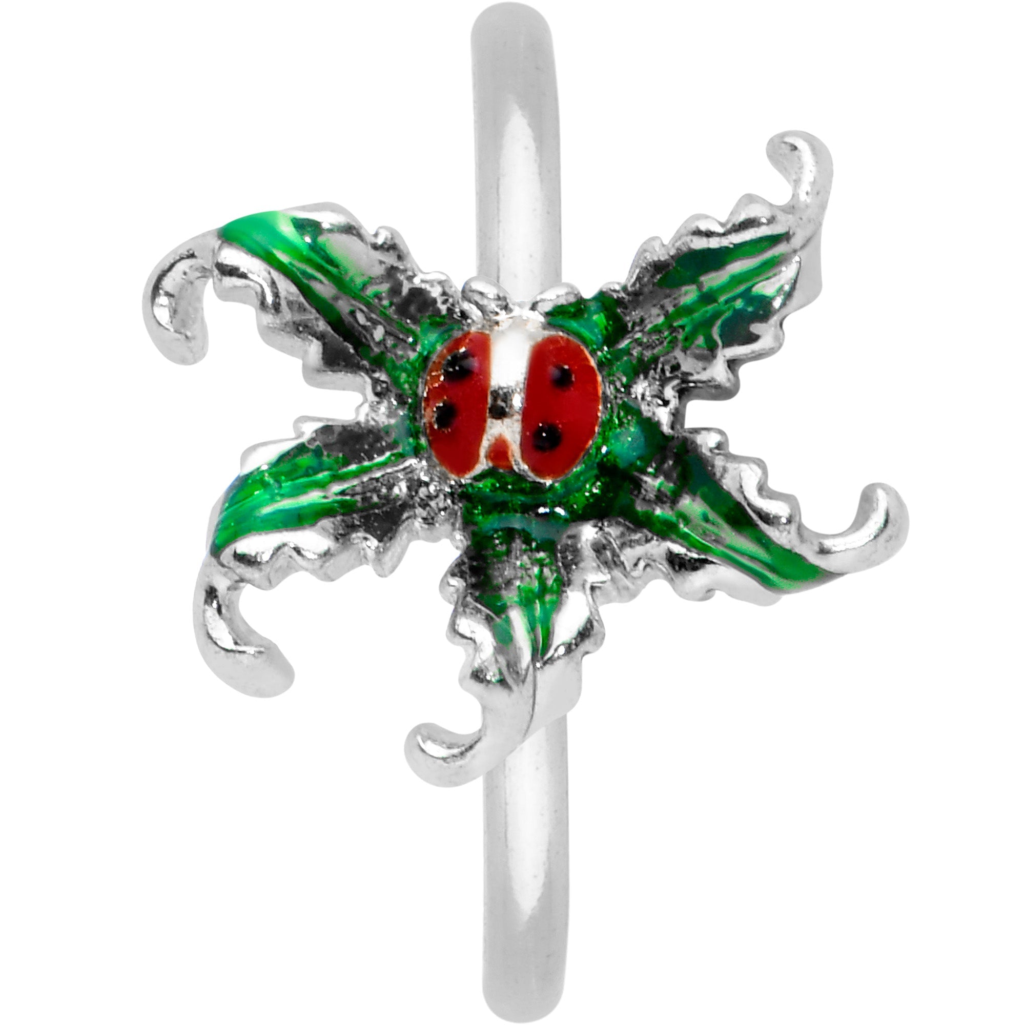20G 5/16 Tiny Ladybug Leaves Nose Hoop