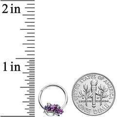 16G 3/8 Purple Gem Abstract Elegance Hinged Segment Ring