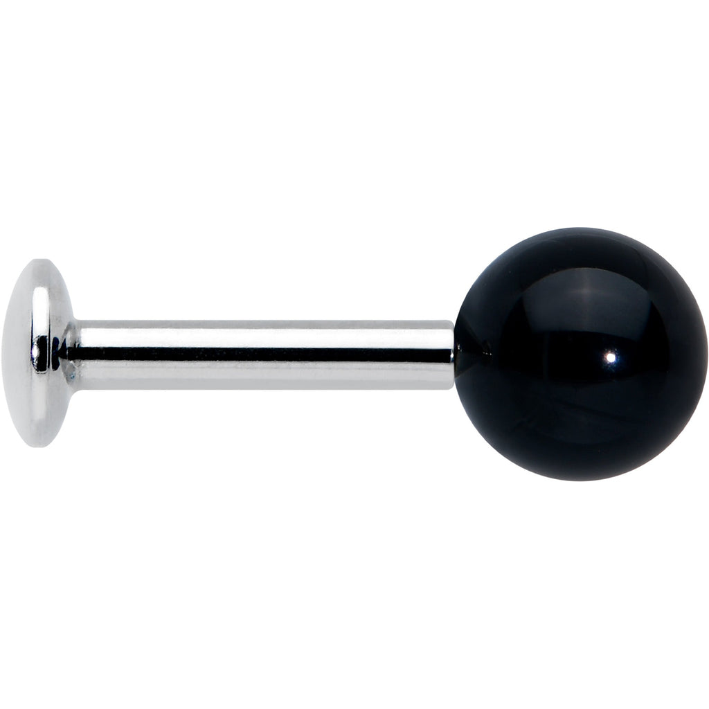 16G 1/4 Elegant Black Agate Internally Threaded Labret Tragus