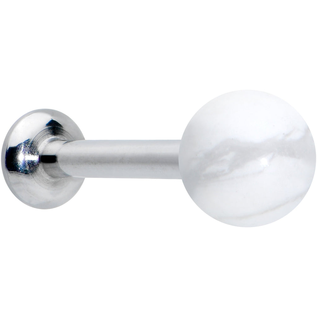 16G 5/16 Elegant White Howlite Internally Threaded Labret Tragus