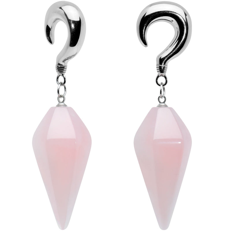 2G Pink Stone Point Curved Taper Ear Weights