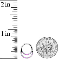 16G 5/16 Pink Synthetic Opal Double Row Hinged Segment Ring