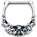 16G 3/8 Clear Gem Elegant Scrollwork Cartilage Clicker
