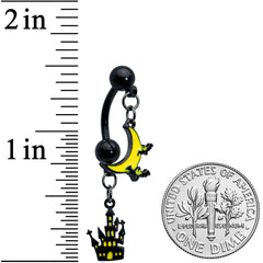 Black Batty Moon Haunted House Halloween Double Mount Belly Ring