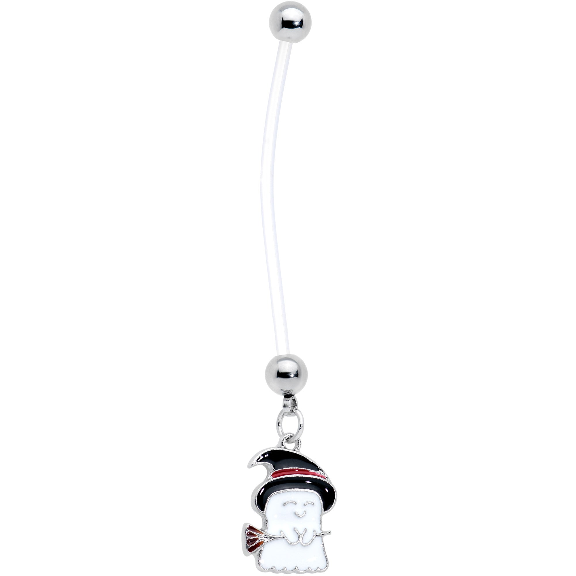 Clear Bioplast Witch Hat Ghost Halloween Dangle Pregnancy Belly Ring