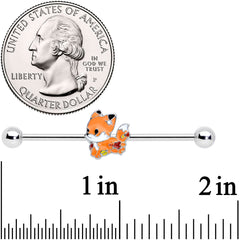 14G Cute Fall Fox Industrial Barbell 38mm