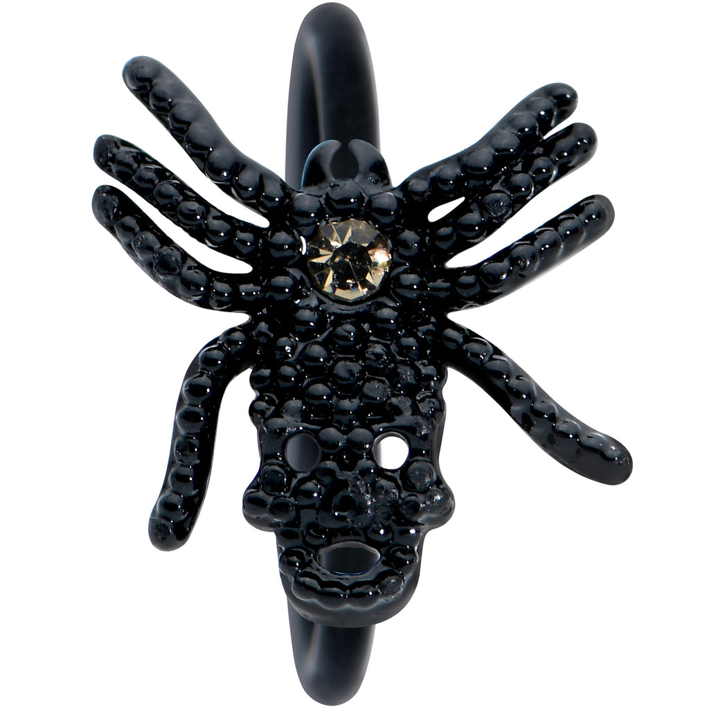 20G 5/16 Yellow Gem Black Nubbly Spider Halloween Nose Hoop