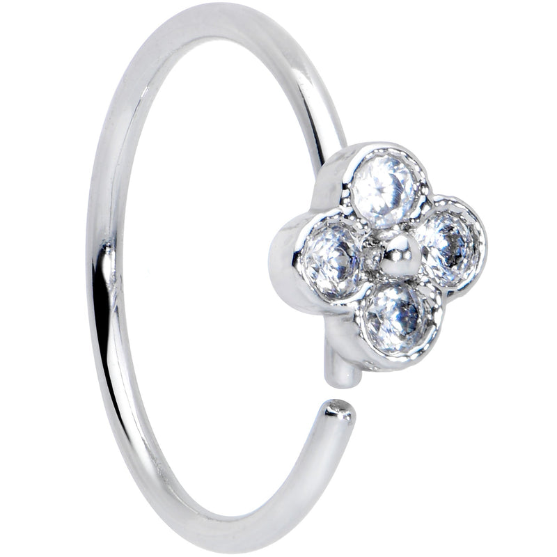 20G 3/8 Clear Gem Tiny Flower Nose Hoop