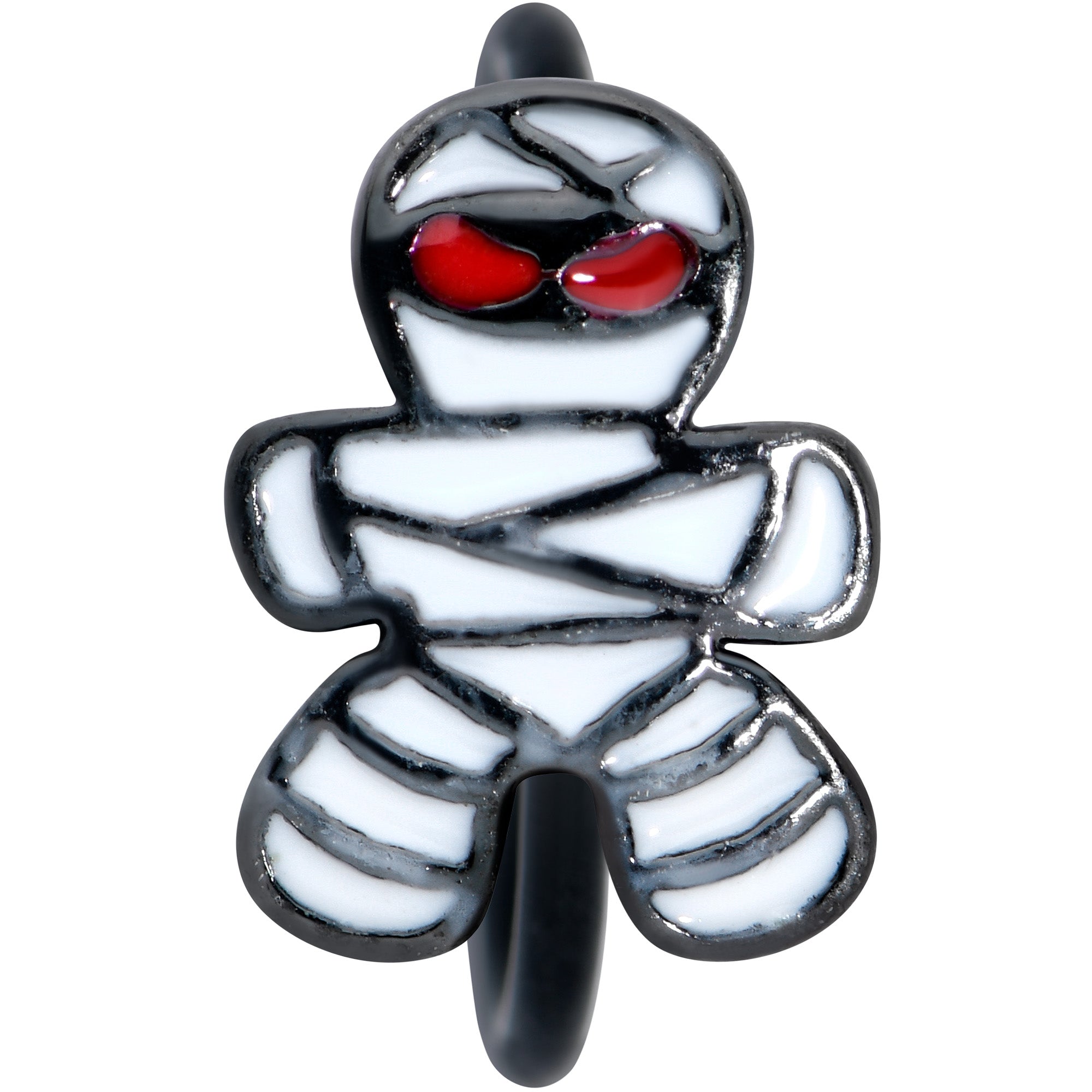 20G 5/16 Black Red Eye Mummy Halloween Nose Hoop