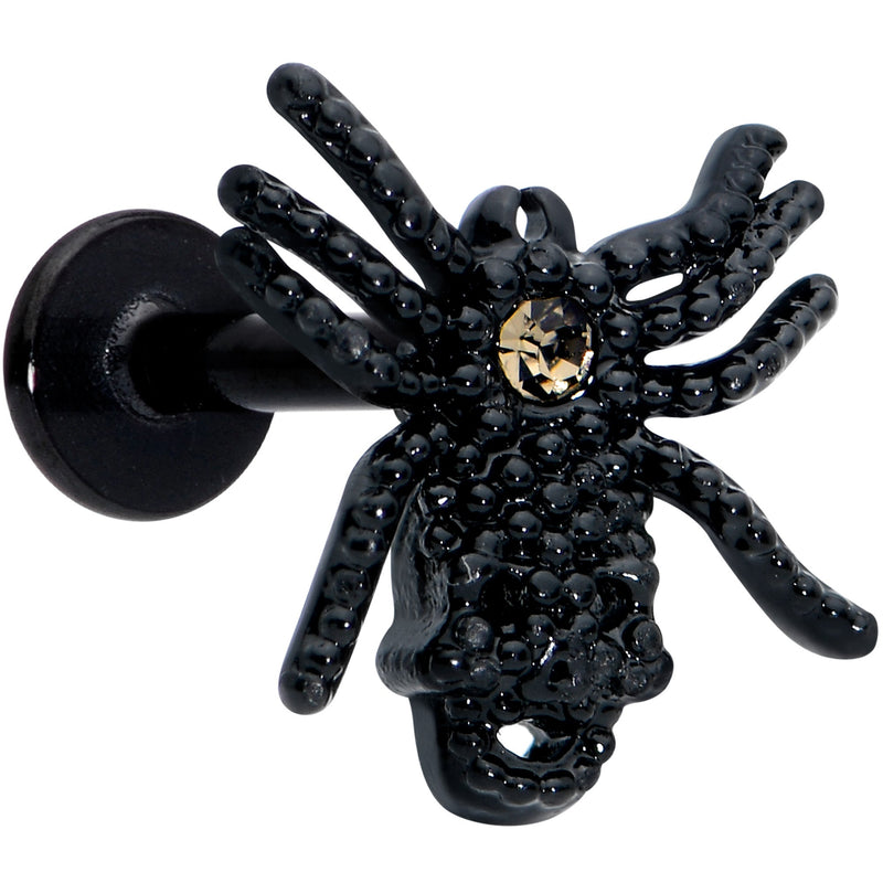 16G 5/16 Yellow Gem Black Spider Halloween Labret Monroe Tragus