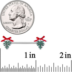 14G 9/16 Pine Bough Red Bow Christmas Barbell Nipple Ring Set