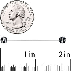 14G Matte Black Zebra Stripe Industrial Barbell 38mm