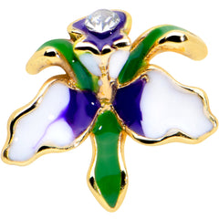 16G 5/16 Clear Gem Gold Tone Iris Flower Labret Monroe Tragus