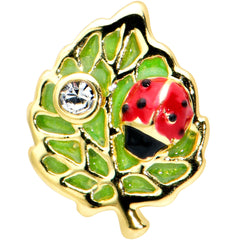 16G 5/16 Clear Gem Gold Tone Leafy Ladybug Labret Monroe Tragus