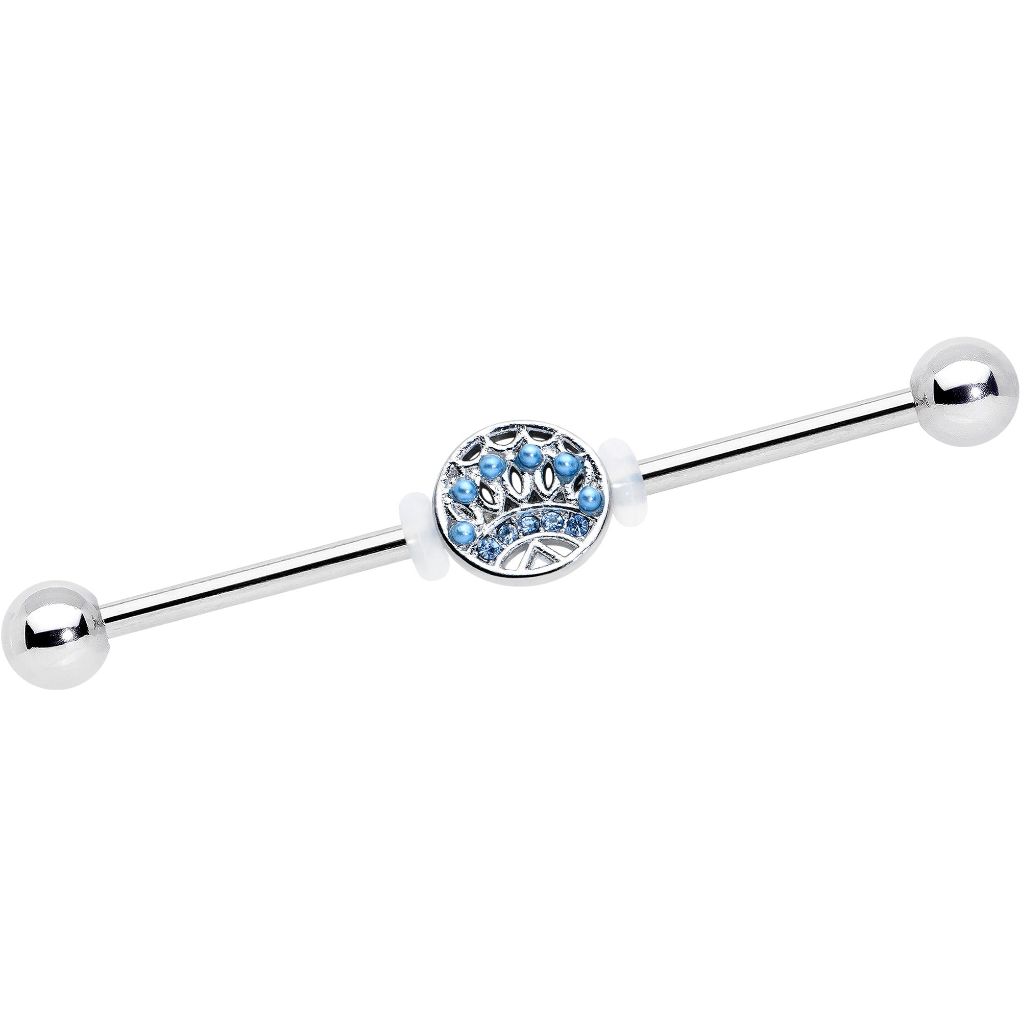 14G Blue Gem Geometric Blues Industrial Barbell 38mm