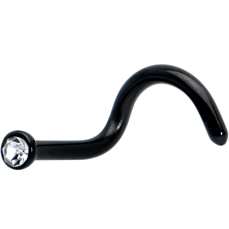 18G 1/4 Clear Gem Black 2mm End Left Nose Screw
