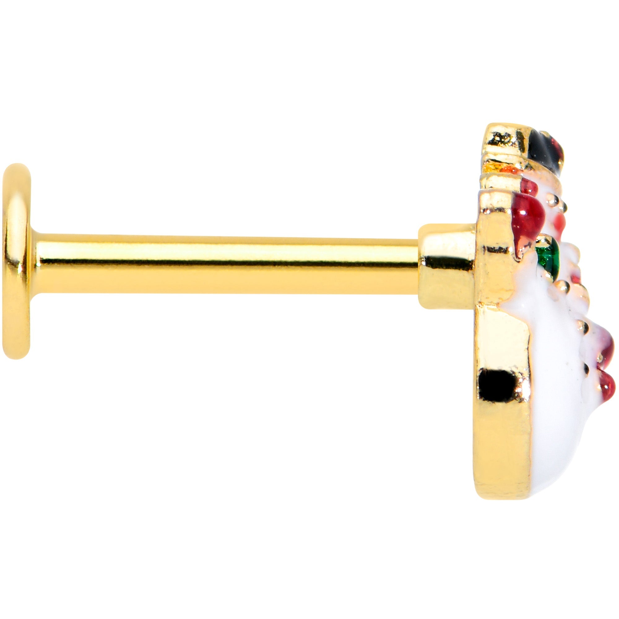 16G 5/16 Gold Tone Waving Snowman Christmas Labret Monroe Tragus